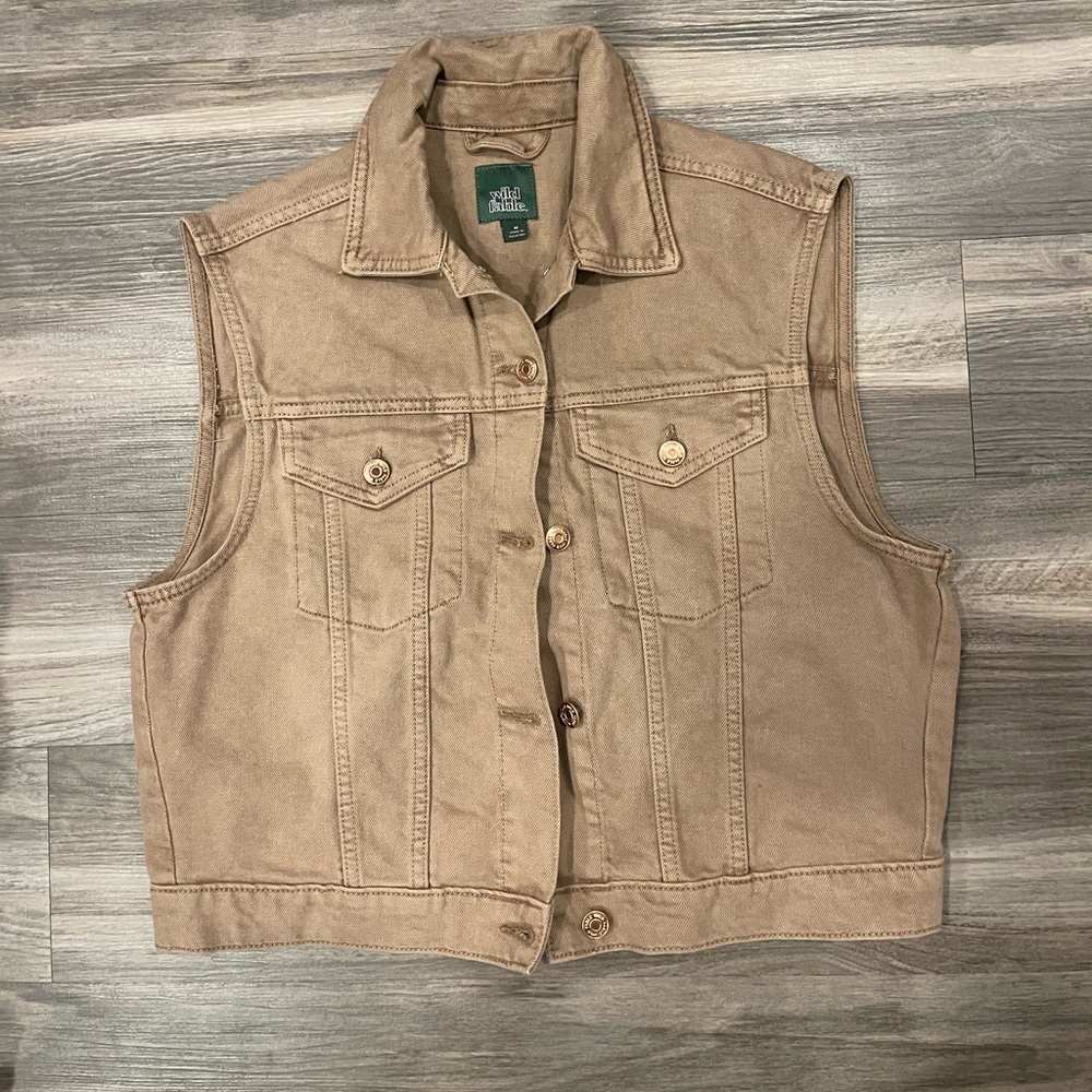 Brown jean jacket vest